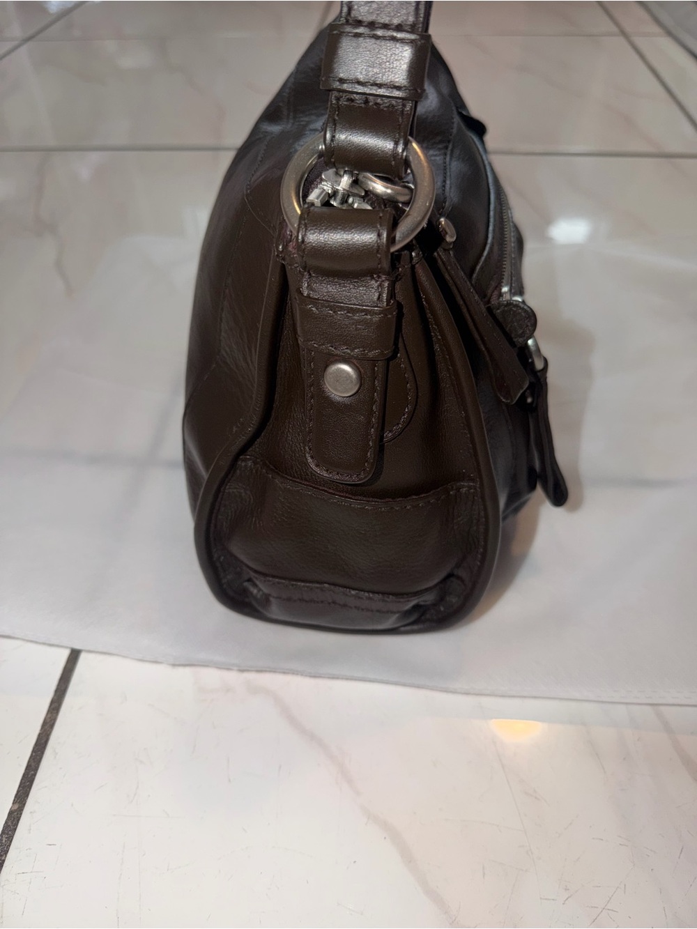 Vintage Fossil Brown Shoulder Bag Classic Everyday Purse - Picture 4 of 16